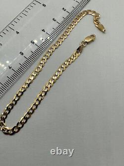 9ct Yellow Gold 3.6mm Curb Flat Link Bracelet Chain 7.5 / 19cm (037A)
