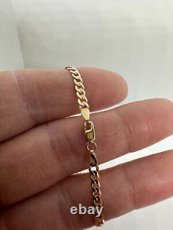 9ct Yellow Gold 3.6mm Curb Flat Link Bracelet Chain 7.5 / 19cm (037A)