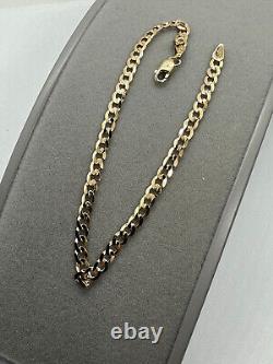 9ct Yellow Gold 3.6mm Curb Flat Link Bracelet Chain 7.5 / 19cm (037A)