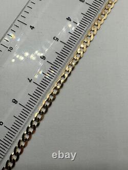 9ct Yellow Gold 3.6mm Curb Flat Link Bracelet Chain 7.5 / 19cm (037A)