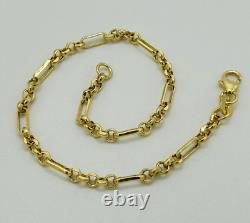 9ct Yellow Gold 3mm Figaro Belcher Link Bracelet 7.5 Inch 375 Hallmarked