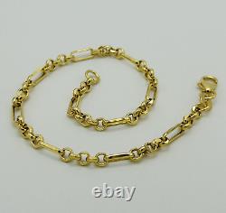 9ct Yellow Gold 3mm Figaro Belcher Link Bracelet 7.5 Inch 375 Hallmarked