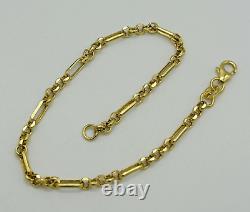 9ct Yellow Gold 3mm Figaro Belcher Link Bracelet 7.5 Inch 375 Hallmarked