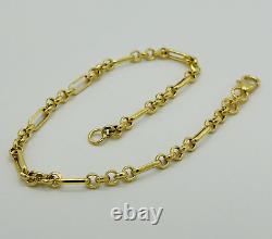 9ct Yellow Gold 3mm Figaro Belcher Link Bracelet 7.5 Inch 375 Hallmarked