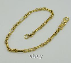 9ct Yellow Gold 3mm Figaro Belcher Link Bracelet 7.5 Inch 375 Hallmarked