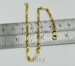 9ct Yellow Gold 3mm Figaro Belcher Link Bracelet 7.5 Inch 375 Hallmarked