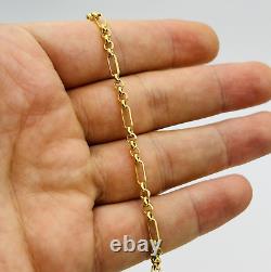 9ct Yellow Gold 3mm Figaro Belcher Link Bracelet 7.5 Inch 375 Hallmarked