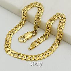 9ct Yellow Gold 4mm Pave Curb Link Bracelet 7.5 Inch 375 HALLMARKED