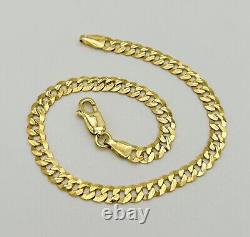 9ct Yellow Gold 4mm Pave Curb Link Bracelet 7.5 Inch 375 HALLMARKED