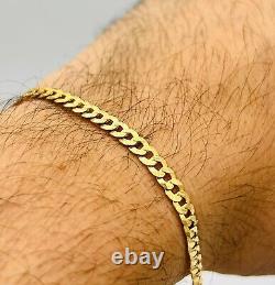9ct Yellow Gold 4mm Pave Curb Link Bracelet 7.5 Inch 375 HALLMARKED