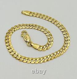9ct Yellow Gold 4mm Pave Curb Link Bracelet 7.5 Inch 375 HALLMARKED