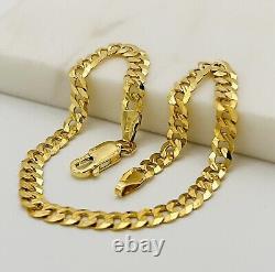 9ct Yellow Gold 4mm Pave Curb Link Bracelet 7.5 Inch 375 HALLMARKED