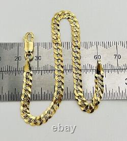 9ct Yellow Gold 4mm Pave Curb Link Bracelet 7.5 Inch 375 HALLMARKED