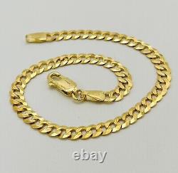 9ct Yellow Gold 4mm Pave Curb Link Bracelet 7.5 Inch 375 HALLMARKED