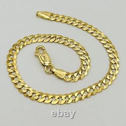 9ct Yellow Gold 4mm Pave Curb Link Bracelet 7.5 Inch 375 HALLMARKED