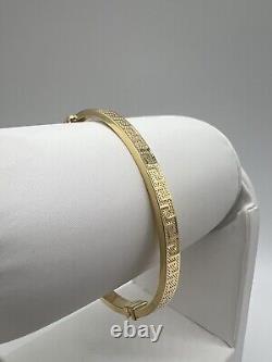 9ct Yellow Gold 5mm Womens Bracelet Greek Key Bangle Fully Hallmarked