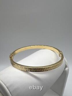 9ct Yellow Gold 5mm Womens Bracelet Greek Key Bangle Fully Hallmarked