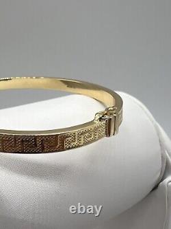 9ct Yellow Gold 5mm Womens Bracelet Greek Key Bangle Fully Hallmarked