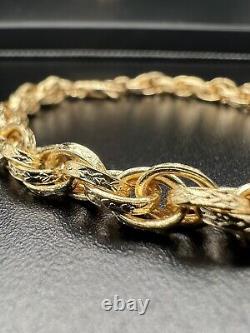 9ct Yellow Gold 6 INCH Kids 6mm Wide Engraved Prince Of Wales Bracelet Boxed