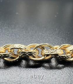 9ct Yellow Gold 6 INCH Kids 6mm Wide Engraved Prince Of Wales Bracelet Boxed