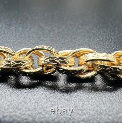9ct Yellow Gold 6 INCH Kids 6mm Wide Engraved Prince Of Wales Bracelet Boxed
