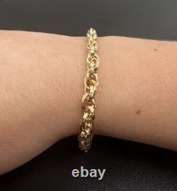 9ct Yellow Gold 6 INCH Kids 6mm Wide Engraved Prince Of Wales Bracelet Boxed