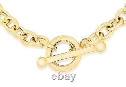 9ct Yellow Gold 6mm Oval Belcher T-bar Bracelet 18cm/7 Womens Gift Boxed