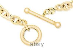 9ct Yellow Gold 6mm Oval Belcher T-bar Bracelet 18cm/7 Womens Gift Boxed
