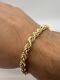 9ct Yellow Gold 6mm Round Rope Link Bracelet 8.5mm Long Full Uk Hallmark