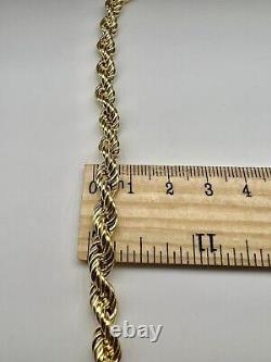9ct Yellow Gold 6mm Round Rope Link Bracelet 8.5mm Long Full UK Hallmark