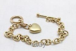 9ct Yellow Gold 7 1\2 Inch Heart & T-Bar Bracelet 8.3g 1561116