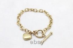 9ct Yellow Gold 7 1\2 Inch Heart & T-Bar Bracelet 8.3g 1561116