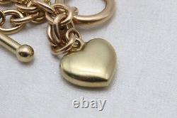 9ct Yellow Gold 7 1\2 Inch Heart & T-Bar Bracelet 8.3g 1561116