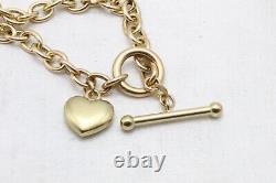 9ct Yellow Gold 7 1\2 Inch Heart & T-Bar Bracelet 8.3g 1561116