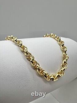 9ct Yellow Gold 7.5 INCH 4mm Wide Engraved Oval Links Women's Bracelet Boxed