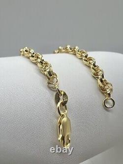 9ct Yellow Gold 7.5 INCH 4mm Wide Engraved Oval Links Women's Bracelet Boxed