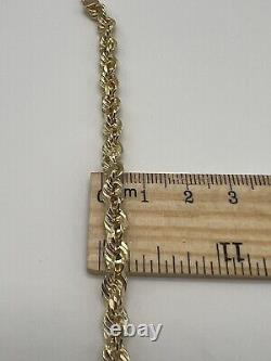9ct Yellow Gold 7.5 INCH 5mm Wide Diamond Cut Rope Bracelet Full UK Hallmark