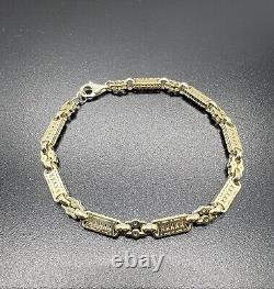 9ct Yellow Gold 7.5 INCH 5mm Wide Stars & Bars Bracelet Fully Hallmarked