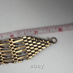 9ct Yellow Gold 8 Bar Gate Bracelet & Heart Padlock Safety Clasp 1975 Hallmarked