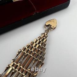 9ct Yellow Gold 8 Bar Gate Bracelet & Heart Padlock Safety Clasp 1975 Hallmarked