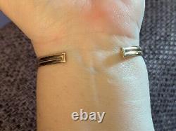 9ct Yellow Gold Amethyst Victorian Edwardian Style Bangle Bracelet Ornate Cuff