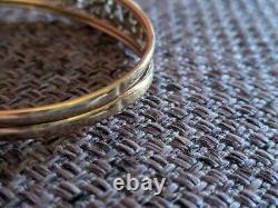 9ct Yellow Gold Amethyst Victorian Edwardian Style Bangle Bracelet Ornate Cuff