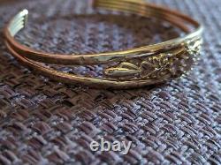 9ct Yellow Gold Amethyst Victorian Edwardian Style Bangle Bracelet Ornate Cuff