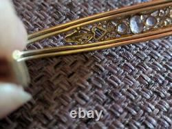 9ct Yellow Gold Amethyst Victorian Edwardian Style Bangle Bracelet Ornate Cuff