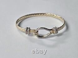 9ct Yellow Gold BABY CZ set hook bangle