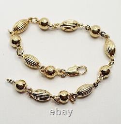 9ct Yellow Gold Balls and Tube Chain Bracelet 7.5 Hallmarked