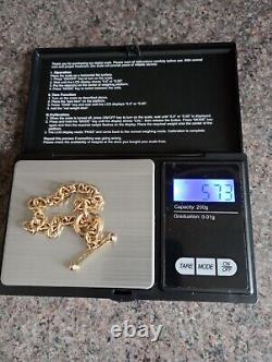 9ct Yellow Gold Belcher Link Bracelet With Toggle 18cm Carissima Gold 5.73gm