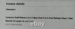 9ct Yellow Gold Belcher Link Bracelet With Toggle 18cm Carissima Gold 5.73gm