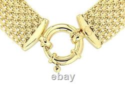 9ct Yellow Gold Bismark 12mm Wide Bracelet 19cm/7.5 Mesh Womens Gift Boxed