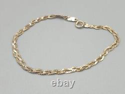 9ct Yellow Gold Bracelet 3mm Triple Braided Serpentine Chain 9K 7 Bracelet